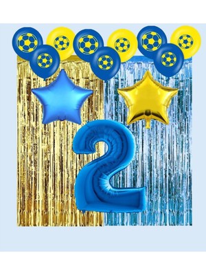 Bal10 Dünyası Sarı Lacivert Taraftar Doğum Günü Parti Seti Yaş 2