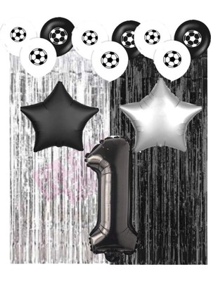 Rönesans Parti Siyah Beyaz Taraftar Doğum Günü Parti Seti Yaş 1