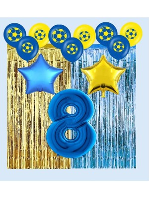 Bal10 Dünyası Sarı Lacivert Taraftar Doğum Günü Parti Seti Yaş 8