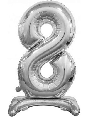 Bal10 Dünyası 8 Gümüş Renk Ayaklı Rakam Folyo Balon 76 cm