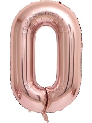Rönesans Parti 0 Rose Gold Rakam Folyo Balon 80 cm