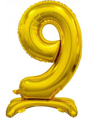 Bal10 Dünyası 9 Gold Renk Ayaklı Rakam Folyo Balon 76 cm