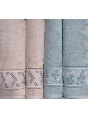 Özdilek Fiore Line Bej Yeşil Bambu Hamam Seti