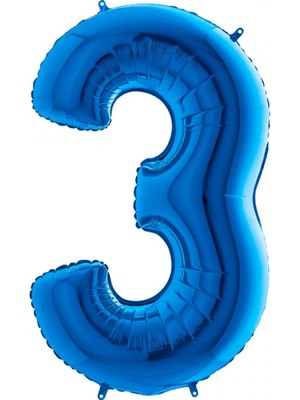 Rönesans Parti 3 Koyu Mavi Renk Rakam Folyo Balon 100 cm