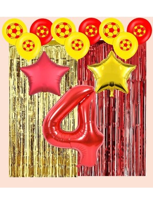 Rönesans Parti Sarı Kırmızı Taraftar Doğum Günü Parti Seti Yaş 4