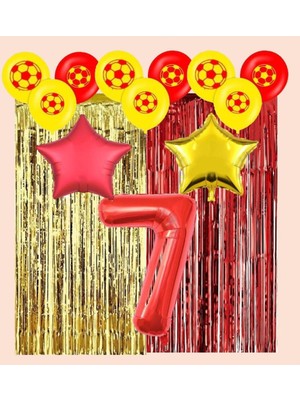 Rönesans Parti Sarı Kırmızı Taraftar Doğum Günü Parti Seti Yaş 7