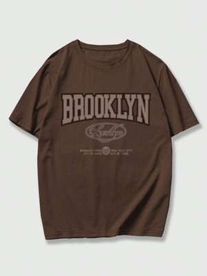 Fabberje Göğüs Büyük Brooklyn Baskılı Unisex Oversize T-Shirt