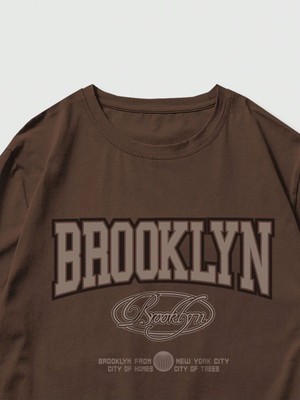 Fabberje Göğüs Büyük Brooklyn Baskılı Unisex Oversize T-Shirt