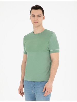 Pierre Cardin Erkek Çağla Slim Fit Bisiklet Yaka Triko Tişört 50288117-VR016
