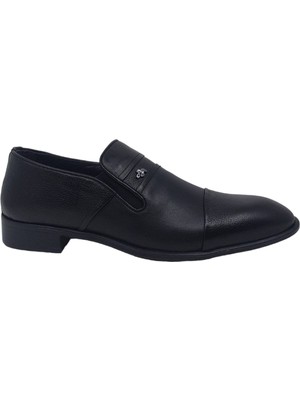 Zerhan 282 Erkek Siyah  Deri Makosen Ayakkabı