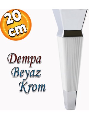 Badem10 Dempa Lüks Mobilya Oturma Grubu Kanepe Sehpa Tv Ünitesi Koltuk Ayağı Baza Ayakları Beyaz Krom 20 cm