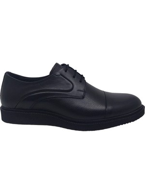 Zerhan 364 Erkek Siyah Bağcıklı  Deri Casual Ayakkabı