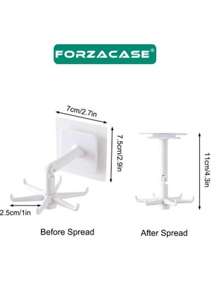 Forzacase 360 Derece Dönen 6 Pençe Askı Aparatı Kendinden Yapışkanlı Ev Mutfak Banyo Için - FC413