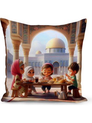 Bertille Home Ramazan Serisi Çift Tarafı Dijital Baskılı Kırlent Kılıfı (Ramadan Cushion Cover)