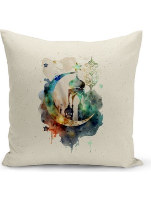 Bertille Home Ramazan Serisi Çift Tarafı Dijital Baskılı Kırlent Kılıfı (Ramadan Cushion Cover)