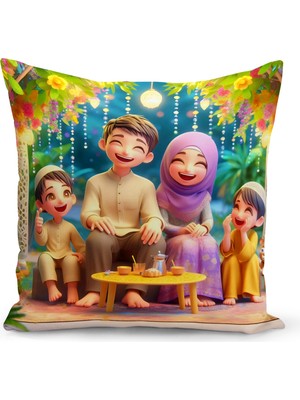 Bertille Home Ramazan Serisi Çift Tarafı Dijital Baskılı Kırlent Kılıfı (Ramadan Cushion Cover)