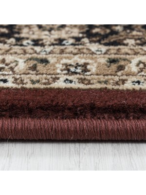 Carpettex Marokan Iran Tarzı Klasik Desenli Halı Bordürlü Salon Halısı Kırmızı Bej