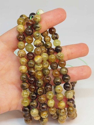 Yaşam Tohumu Yeşil Alacalı Lal (Granat) (Garnet) Taşı Dizi 6mm (49226)