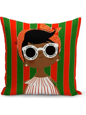 Bertille Home Retro Serisi Çift Tarafı Dijital Baskılı Kırlent Kılıfı (Retro Cushion Cover)
