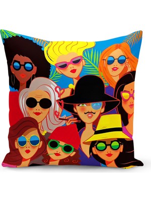 Bertille Home Retro Serisi Çift Tarafı Dijital Baskılı Kırlent Kılıfı (Retro Cushion Cover)