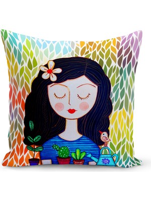 Bertille Home Retro Serisi Çift Tarafı Dijital Baskılı Kırlent Kılıfı (Retro Cushion Cover)