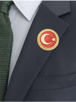 Herşey Nota Türk Bayrağı Ay Yıldız Yaka Rozeti