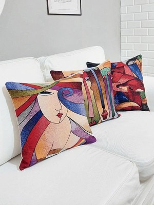 Körfez Kırlent Goblen Dokuma Kırlent Kılıfı 3'lü Karışık Kombin Set