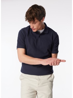 Lee Cooper Arch Erkek %100 Pamuk Polo Yaka T-Shirt Lacivert