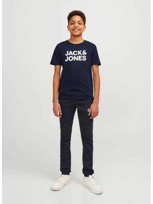 Jack & Jones Baskılı Mavi Erkek Çocuk T-Shirt Jjecorp Logo Tee Ss O-Neck Noos Jnr