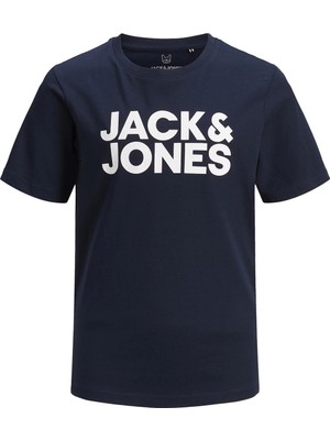 Jack & Jones Baskılı Mavi Erkek Çocuk T-Shirt Jjecorp Logo Tee Ss O-Neck Noos Jnr