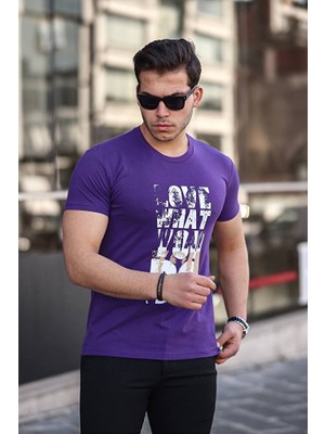 Tex Republic Mavi Erkek Slim Fit Bisiklet Yaka T-Shirt