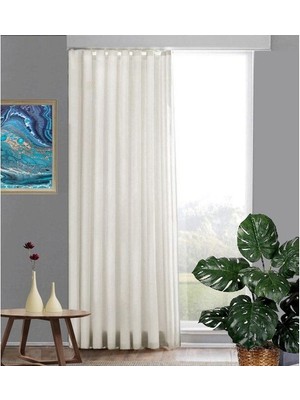 Evdepo Home Taç Lüx Atlas Saten Krem Güneşlik Perde - 110 x 310 cm