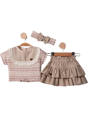 Miniğimin Cicileri Etekli Fistolu Kız Bebek Jakarlı Takım - Lila