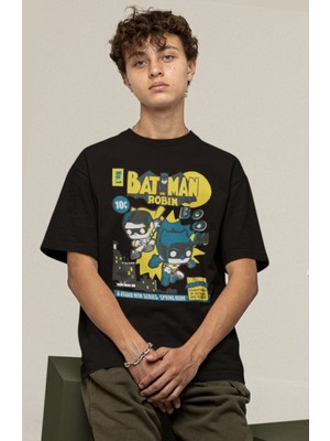 Fuddy Moda Dc Comics Batman ve Robin Baskılı Tişört, Erkek-Kadın Dc Comics Film Temalı T-Shirt