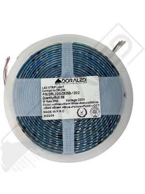 Dora Led 220 Volt Dim Edilebilir Şerit Led 10 Cm De Kesilebilir M/120 Led Mavi 5M İP65