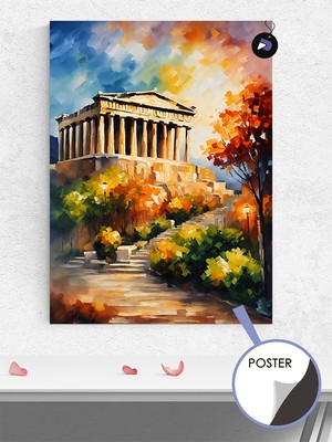 Postermanya Yunanistan Atina Sanatsal Poster - Afiş - Dekoratif Duvar Posteri