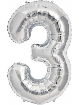 Kidspartim 3 Rakam Gümüş Folyo Balon 40 Inc 100 cm