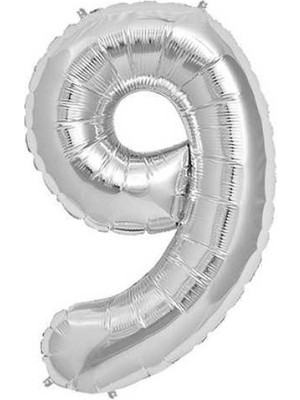 Kidspartim 9 Rakam Gümüş Folyo Balon 40 Inc 100 cm