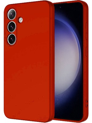 Kılıfmania Samsung Galaxy S24 Kapak Içi Kadife Kamera Korumalı Lansman Silikon Kılıf - Kırmızı