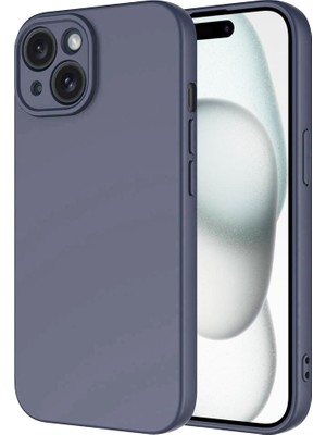 Kzy Apple iPhone 15 Plus Kapak Içi Kadife Kamera Korumalı Lansman Silikon Kılıf - Petrol Mavisi