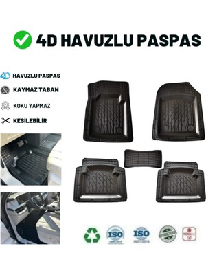 Just Cheap Volkswagen Jetta Sedan 2008 ile Uyumlu 4d Havuzlu Üniversal Yeni Nesil Paspas Siyah Gold Seri