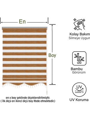 Binbir Perde Kahverengi Kırçıllı Boncuklu Zebra Perde