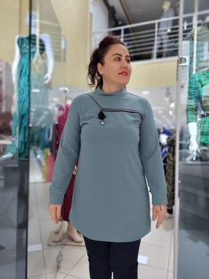 Fahrettin Moda 7514 Sıfır Yaka Fermuar Detaylı Tunik