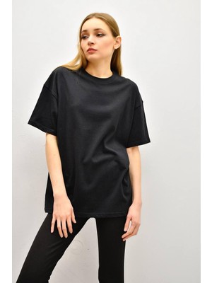 Unisex Siyah Basic T-Shirt