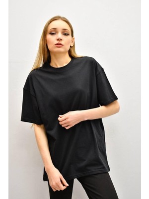 Unisex Siyah Basic T-Shirt