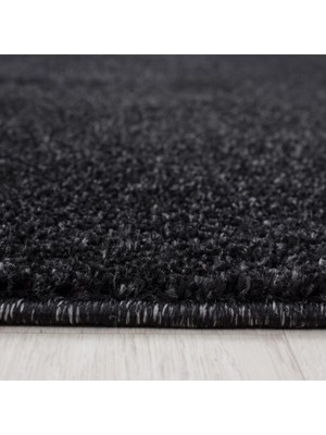 Carpettex Yumuşak Kısa Havlı Modern Halı Düz Antrazit Siyah Gri Renkli Halı