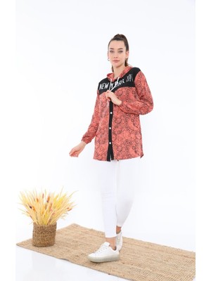 Fahrettin Moda 2158 Desenli Kapüşonlu Tunik