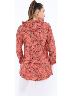 Fahrettin Moda 2158 Desenli Kapüşonlu Tunik