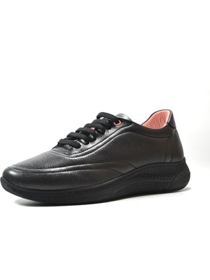 Beety 2021 Deri Siyah Lastikli Ortopedik Kadın Casual Günlük Ayakkabı