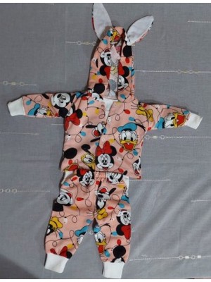 Neat Kids Kız Bebek Çocuk Mickey Minnie Mouse Donald Duck Goofy Çıtçıtlı Hırka Zıbın Eşofman Takımı 3 Parça